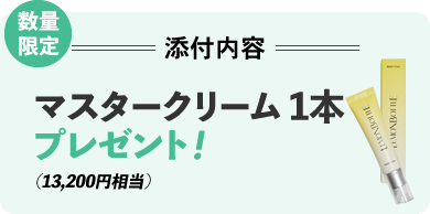 数量限定 添付内容 マスタークリーム1本プレゼント 13,200円相当