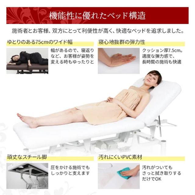 電動昇降 リクライニングベット 有孔 2モーター 幅75cm 全2色