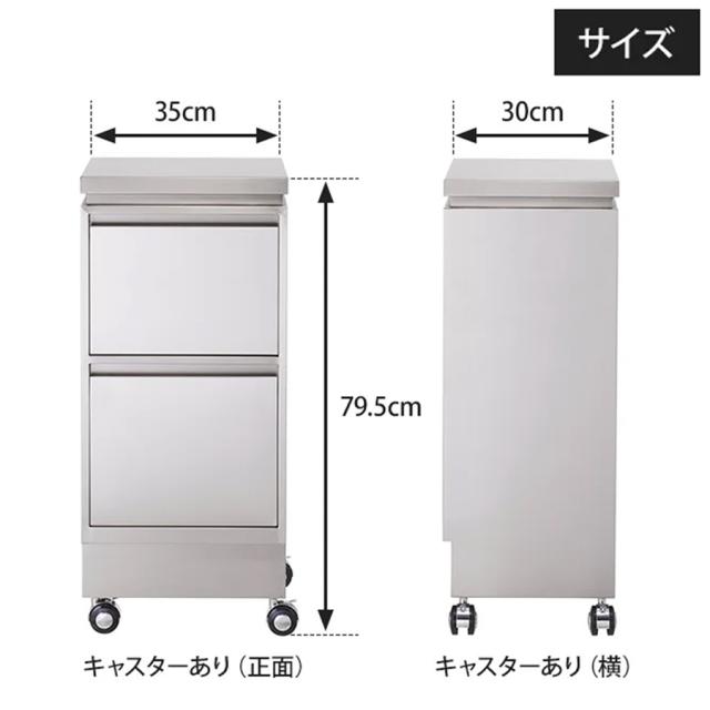 ステンレスワゴン 2段 キャスター付 マットシルバー