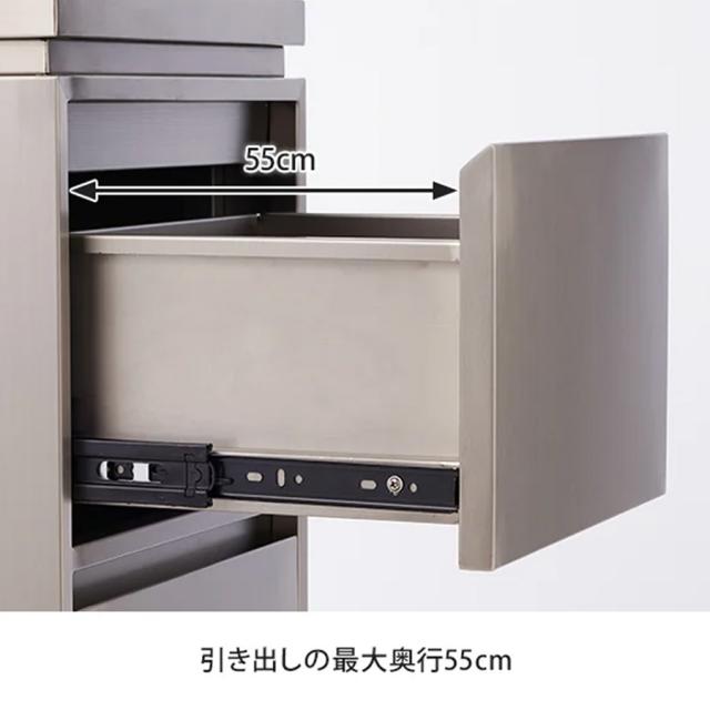 ステンレスワゴン 2段 キャスター付 マットシルバー