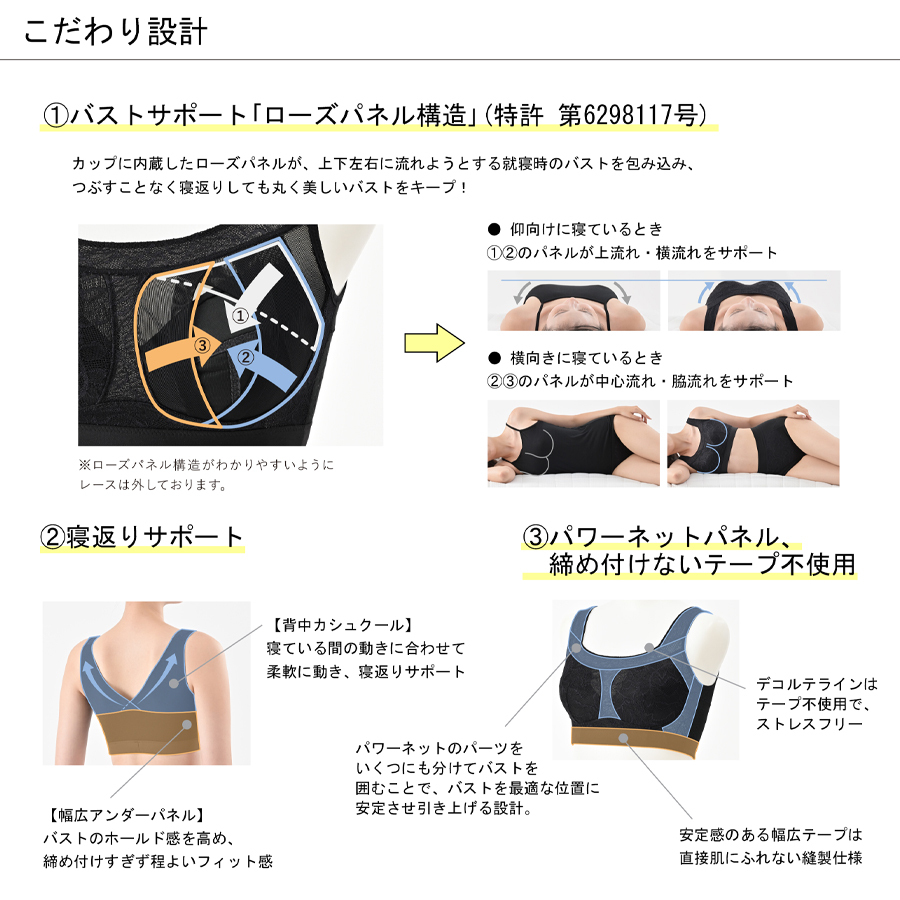 ビーフィットおやすみ リラクエステ 綿混ブラ S～3L