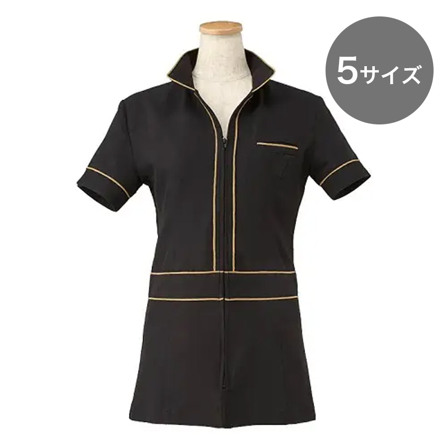 モードルイーズ 衿付ノワールチュニック S-4 黒 S～XL
