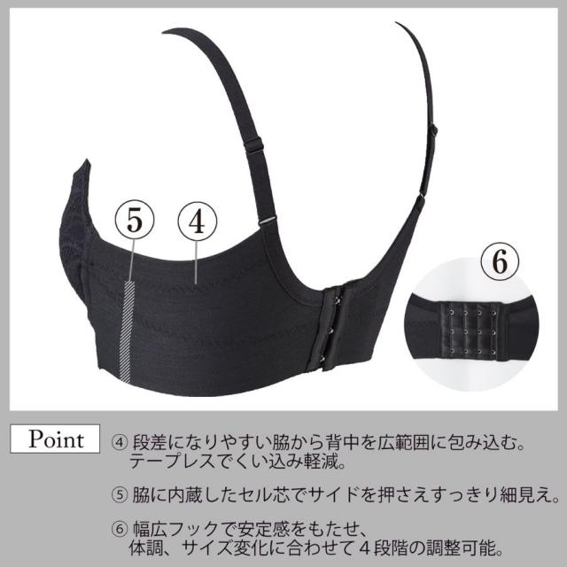 ビーフィット すらっとシェイプ ブラジャー ブラックのイメージ画像