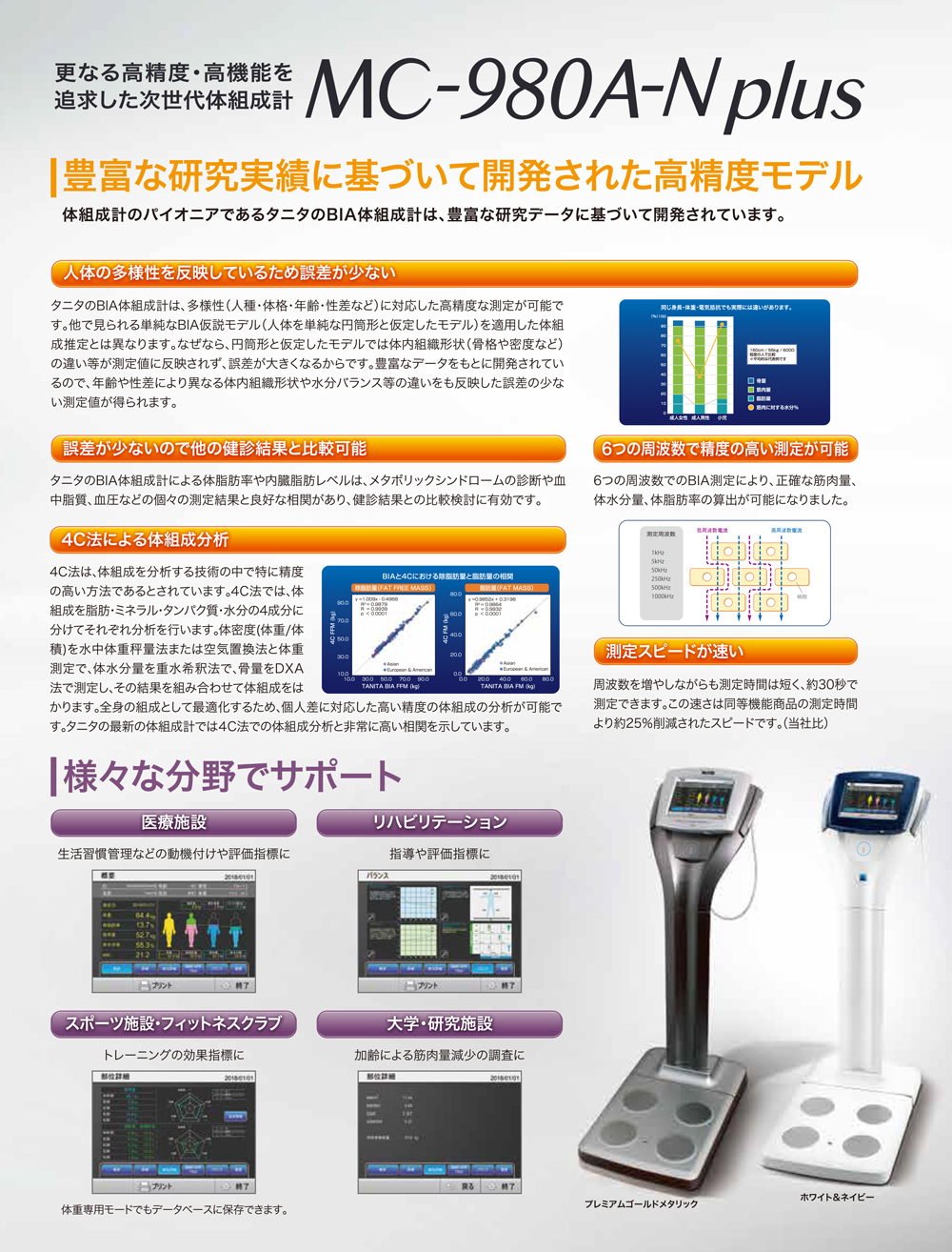 タニタ マルチ周波数体組成計 MC-980A-N plus-美容機器の卸